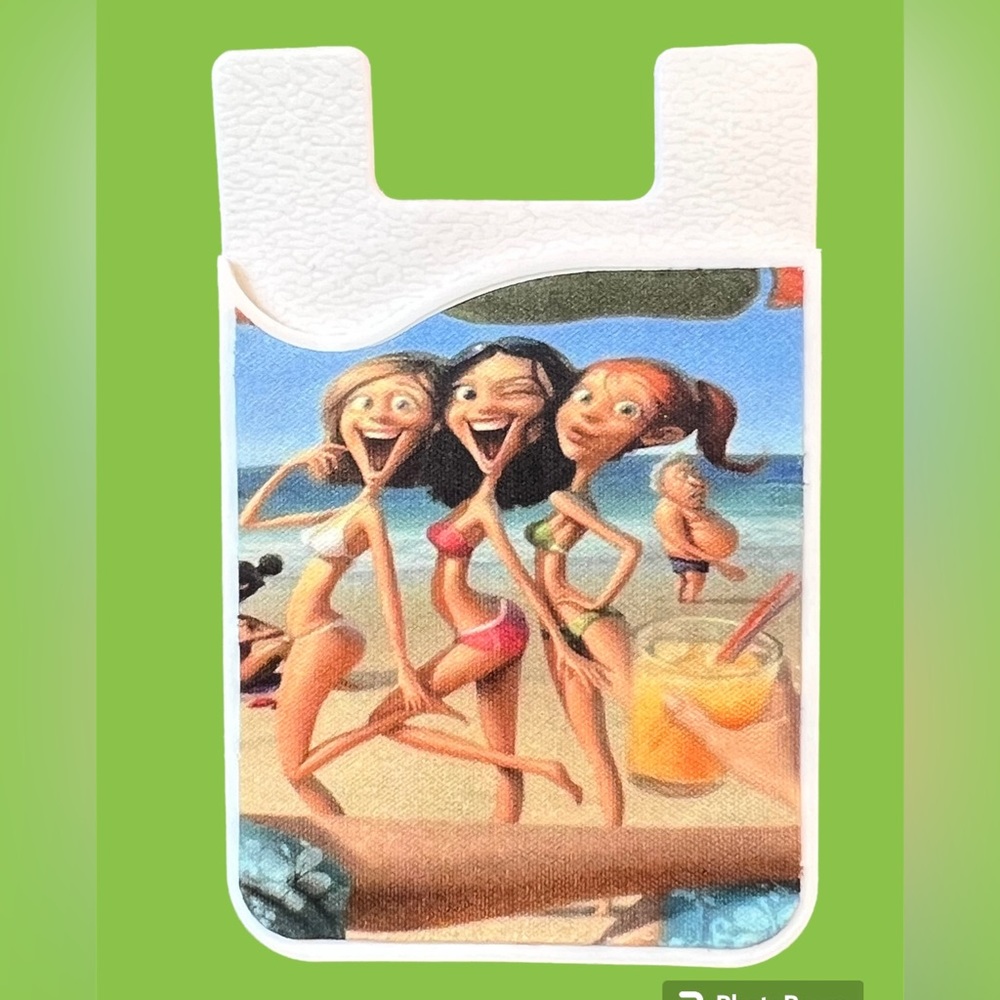 Beach Girls Selfie Silicone Phone Wallet Card Holder Silica Gel Pocket